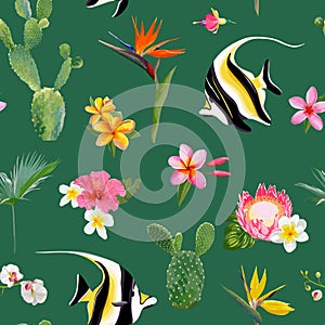 Tropical Seamless Floral Summer Pattern. For Wallpapers, Backgrounds, Textures, Textile, Cards.