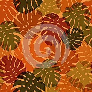 Tropical seamless pattern with abstract Leaf Monstera. Vector floral background in trendy minimalistic style. Modern