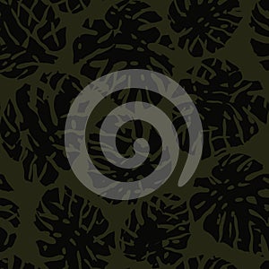 Tropical seamless pattern with abstract Leaf Monstera. Vector floral background in trendy minimalistic style. Modern