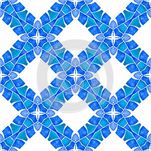 Tropical seamless pattern.  Blue unequaled boho