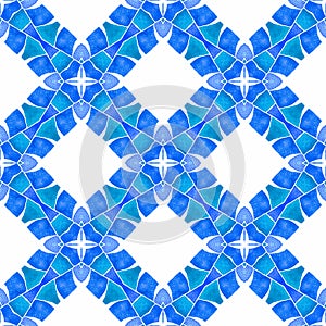 Tropical seamless pattern.  Blue unequaled boho photo