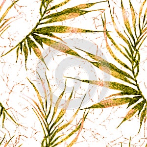 Tropical seamless pattern. Watercolor curved palm