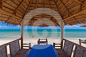 Tropical seaside dining table in thailand