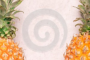 Tropical and Seasonal Summer Fruits. Pineapple Arranged with blank space in the middle of backgrounds, Healthy Lifestyle.