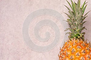 Tropical and Seasonal Summer Fruits. Pineapple with blank space backgrounds, Healthy Lifestyle. Flat Lay