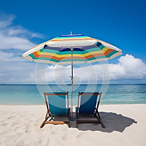 Tropical serenade, sandy beach, whispy clouds, and serenading coastal magic