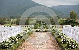 Tropical setting for wedding ceremony photo