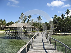 Tropical siargao island wooden promenade