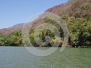 Tropical slope of Sumidero canyon at Grijalva river landscape in Chiapas state in Mexico