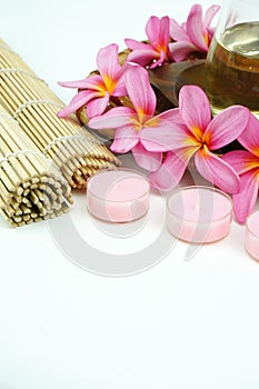 Tropical spa setting on white background