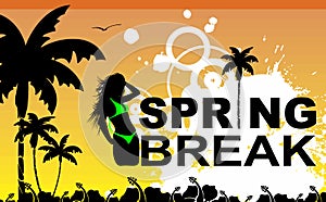 Tropical spring break background postal card illustration