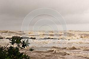 Tropical Storm Nate turns the waters of the Pacific red from storm run off.