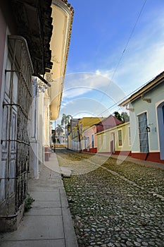 Tropical street in Trinidad town, cuba