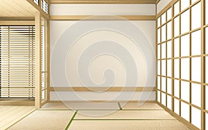 Tropical style room interior, empty room japan style. 3D rendering