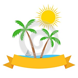 Tropical summer beach themed banner