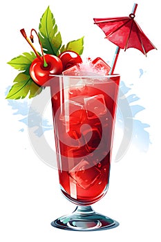 Tropical summer cocktail with fruit and ice, Generative AI 4