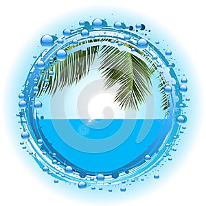 Tropical summer holiday on water bubble border
