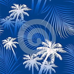 Tropical summer palm trees seamless pattern