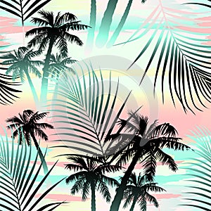 Tropical summer palms seamless pattern