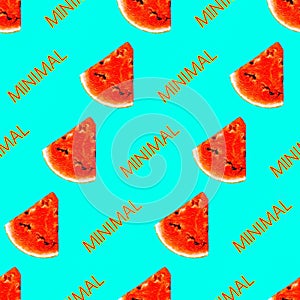Tropical summer print for t-shirt, apparel, textile or wrapping. Watermelon photo Pattern. Seamless and repeatable
