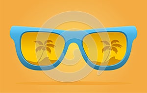 Tropical sunglasses summer background.