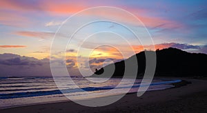 Tropical sunrise view in Mozambique coastline