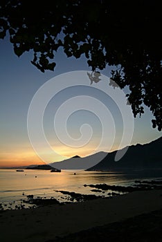 Tropical Sunrise in the Village of Pemuteran, Bali, Indonesia.