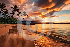 Tropical Sunset at Kaanapali Beach, Maui, Hawaii