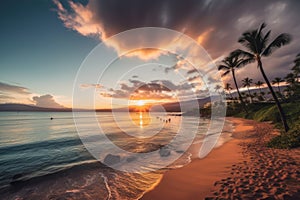 Tropical Sunset at Kaanapali Beach, Maui, Hawaii