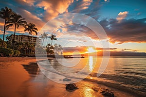 Tropical Sunset at Kaanapali Beach, Maui, Hawaii