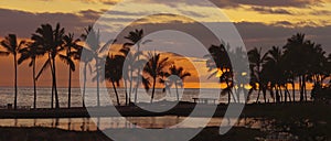 Tropical sunset, panoramic view