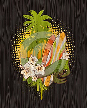 Tropical surf vintage emblem