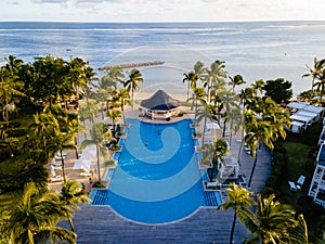 Tropical swimming pool on a tropical Island Mauritius pool view