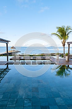 Tropical swimming pool on a tropical Island Mauritius pool view