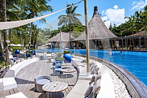 Tropical swimming pool on a tropical Island Mauritius pool view