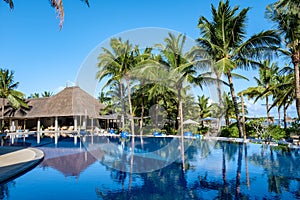 Tropical swimming pool on a tropical Island Mauritius pool view