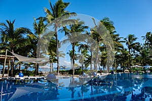 Tropical swimming pool on a tropical Island Mauritius pool view