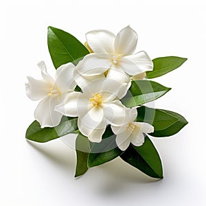 Tropical Symbolism: Isolated Jasmine Flowers On White Background