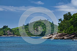 Tropical uninhabited island, Therese Island, Mahe, Seychelles.