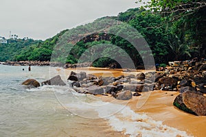 Tropical vacation holiday background - paradise idyllic beach. Sri Lanka