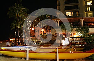 Tropical Waikiki Beach night