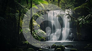 Tropical waterfall hidden in a jungle