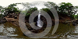 A tropical waterfall in the jungles. 360 panorama VR. photo