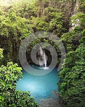 Tropical Waterfall, Kawasan Falls, Cebu, The Philippines - Aerial Photograph