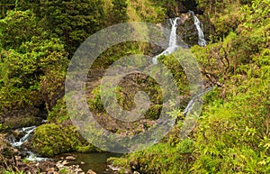 Tropical Waterfall Near Hana Maui