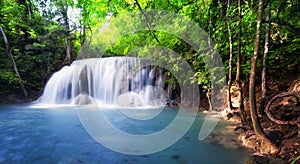 Tropical waterfall in Thailand, nature photography