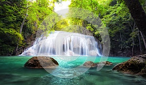 Tropical waterfall in Thailand, nature photography.