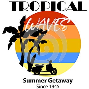 Tropical Waves Summer Beach Getaway Vector Illustration