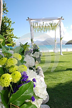 Tropical Wedding sea /beach / ocean with bouquet