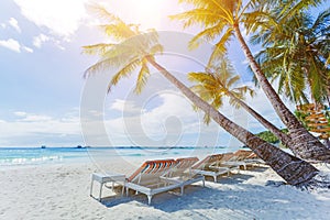 Tropical white sand beach in Boracay, Philippines